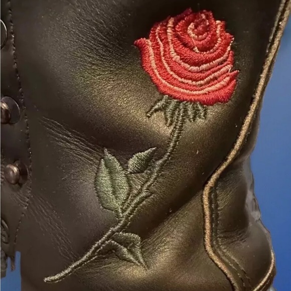 Double H motorcycle boots w/embroidered rose - Picture 4 of 8